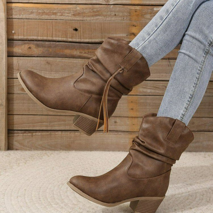 Women's Vegan Leather Slouchy Cowboy Boots Corvine