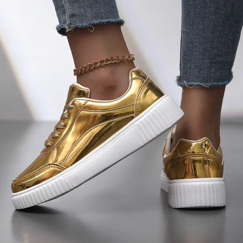Womens Iridescent Metallic Casual Trainers Corvine